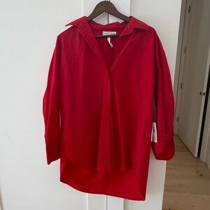Apiece Apart Red Button-Front Shirt